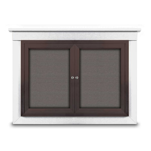 60"x36" 2-Door Enclosed Letterboard, Blue Vinyl/Lt Oak